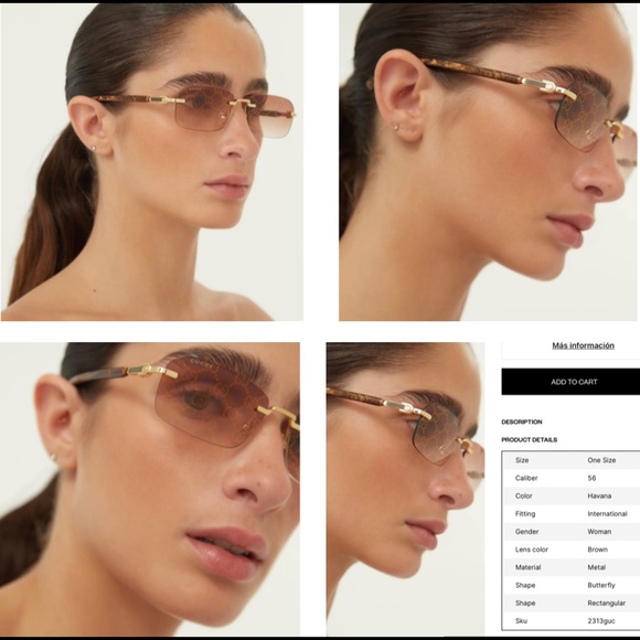 GUCCI VERY COOL ,UNISEX WITH LOGO “ GG” ON RIMLESS RECTANGULAR SUNGLASSES - Picture 11 of 16